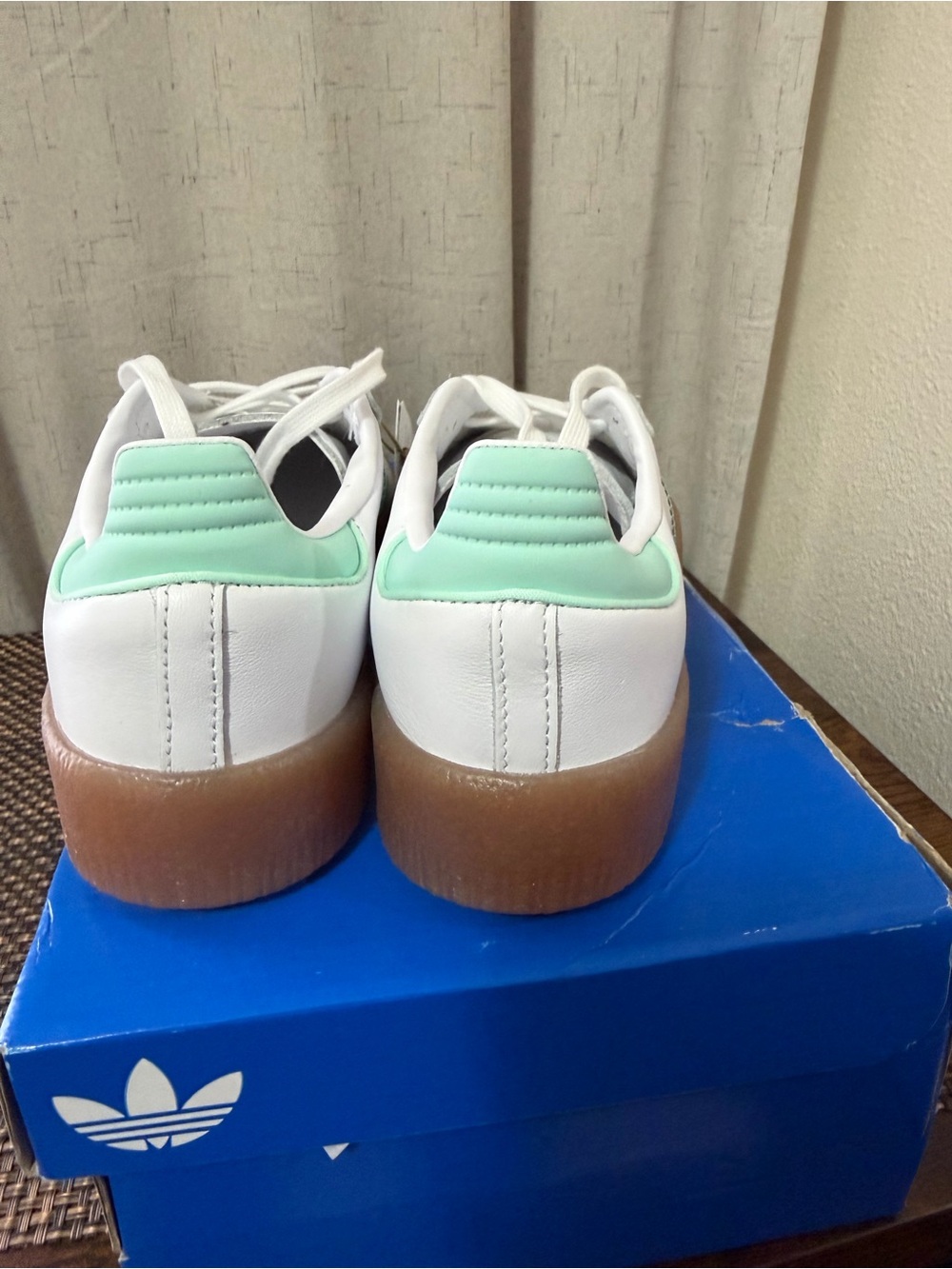 Adidas Originals Sambae J White Mint Gum Platform Sneakers Size 6 Youth - Picture 3 of 7